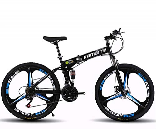 Falträder : LHY RIDING Faltendes Mountainbike-Fahrrad schwarz DREI Impeller Dämpfung Getriebe Aluminiumlegierung 24 / 26 Zoll Doppelscheibenbremse 27, Black, 24Speed