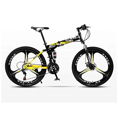 Falträder : LILIS Mountainbike Gebirgsfahrrad-Faltrad Straße Männer MTB Fahrrad 24 Speed ​​Bikes Räder for Erwachsene Frauen (Color : Yellow, Size : 24in)