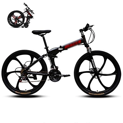 Falträder : LINGYUN 26 Zoll Mountainbike, geeignet ab 160-185 cm, Scheibenbremse, 24 Gang-Schaltung, Gabel-Federung, Jungen-Fahrrad & Herren-Fahrrad, Schwarz