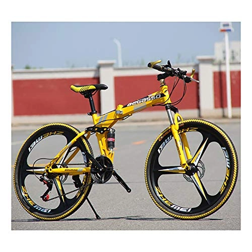 Falträder : Link Co Klapp Mountainbike 26 * 17 Zoll Variable Geschwindigkeit Fahrrad Integrierte Rad Scheibenbremse Fahrrad, Yellow