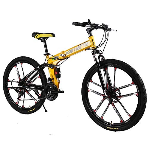 Falträder : liu Bike Adult Damping Mountainbike, Doppelscheibenbremse Einrad Offroad Speed Bicycle Folding Mountainbike, 26 inch, 21 Speed