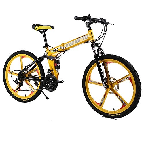 Falträder : liu Faltrad, 24 / 26 Zoll Kohlenstoffstahl 21 / 24 / 27 Geschwindigkeit Einteiliges Rad bergab Bicicleta MTB Mountainbike, 26 inch, 27 Speed
