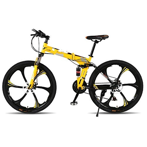 Falträder : Liutao Mountainbike für Erwachsene, Dämpfung, Doppelscheibenbremse, ein Rad, Geländefahrrad, klappbar, Mountainbike, 26 x 17 (165-175 cm), Braun