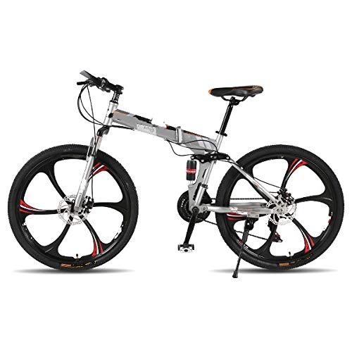 Falträder : Liutao Mountainbike für Erwachsene, Dämpfung, Doppelscheibenbremse, ein Rad, Geländefahrrad, klappbar, Mountainbike, 26 x 17(165-175 cm), Dunkelgrau