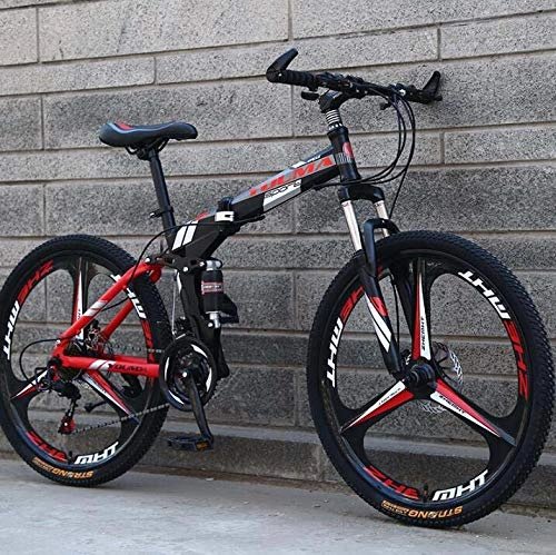 Falträder : LJLYL 26-Zoll-Mountainbike mit Klapprad, Doppelfederung fr Herren- und Damenfahrrder, Rahmen aus Kohlenstoffstahl, Scheibenbremse aus Stahl, Schwarz, 27 Speed