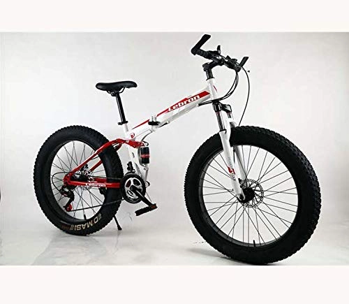 Falträder : LJLYL Faltbares Fat Tire Mountainbike-Fahrrad für Erwachsene Männer Frauen, Leichter Rahmen aus Kohlenstoffstahl und Doppelscheibenbremse, A, 24 inch 21 Speed