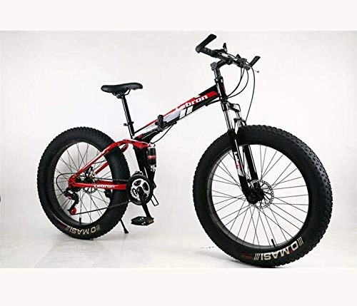 Falträder : LJLYL Faltbares Fat Tire Mountainbike-Fahrrad für Erwachsene Männer Frauen, Leichter Rahmen aus Kohlenstoffstahl und Doppelscheibenbremse, B, 24 inch 24 Speed