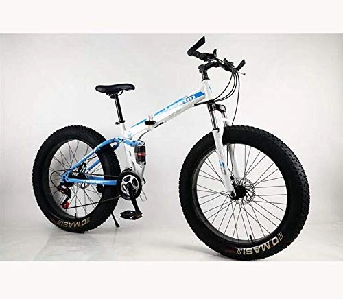 Falträder : LJLYL Faltbares Fat Tire Mountainbike-Fahrrad für Erwachsene Männer Frauen, Leichter Rahmen aus Kohlenstoffstahl und Doppelscheibenbremse, C, 24 inch 7 Speed