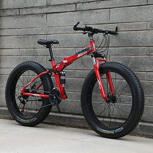 Falträder : LJLYL Fat Tire Bike für Männer, Frauen, faltbares Mountainbike-Fahrrad, Rahmen aus Kohlenstoffstahl, Hardtail-Doppelaufhängungsrahmen, Doppelscheibenbremse, B, 24 inch 21 Speed
