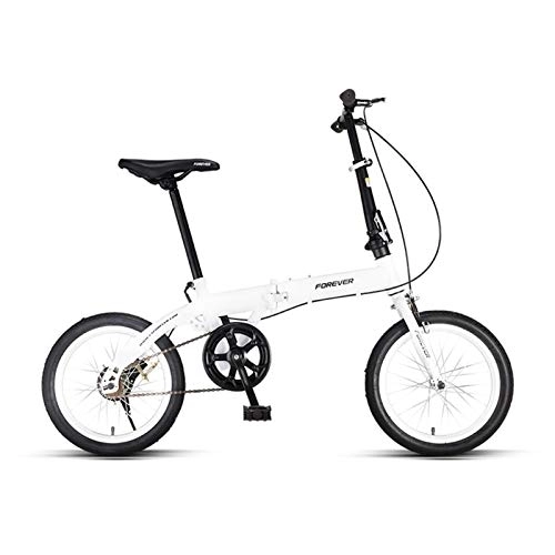 Falträder : LLF Faltbares Fahrrad, Falträder, 16 Zoll Tragbare Mini-Studenten Comfort Speed ​​Wheel Faltrad for Männer Frauen Leichtklapp Beiläufige Fahrrad (Color : White)