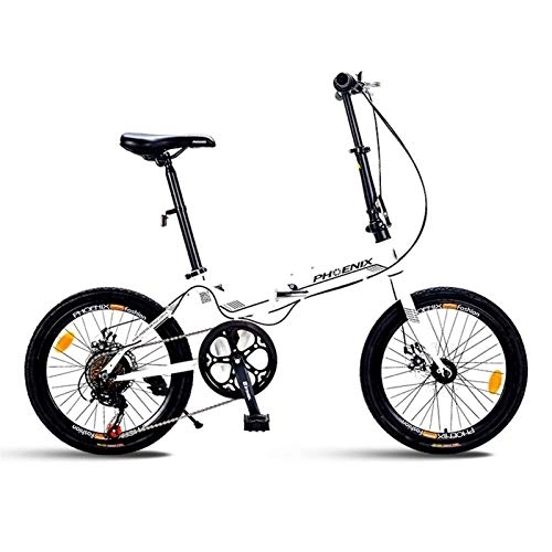 Falträder : LLF Faltbares Fahrrad, Leichtklapp Lässige Fahrrad, 20 Zoll Tragbare Mini-Studenten Comfort Speed ​​Wheel Faltrad for Höhe 135CM-180CM (Color : White, Size : 20in)