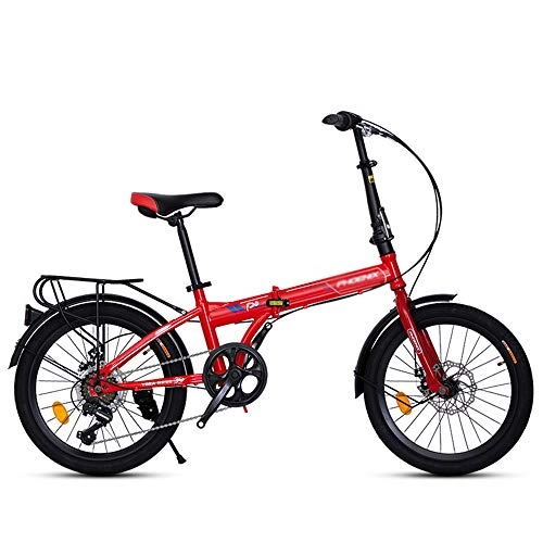 Falträder : LLFFDC 20 Zoll Faltrad Leichte Stoßdämpfung Mountainbike Geländegängig rutschfeste Reifen Ultraleicht und Tragbar Fahrrad, Rot