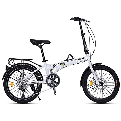 Falträder : LLFFDC 20 Zoll Faltrad Leichte Stoßdämpfung Mountainbike Geländegängig rutschfeste Reifen Ultraleicht und Tragbar Fahrrad, Weiß