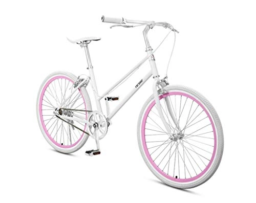 Falträder : LWTOP 24-Zoll-Fahrräder für Frauen, Leichte Fashion Fahrrad Geeignet für Mädchen und Studenten, Weiß