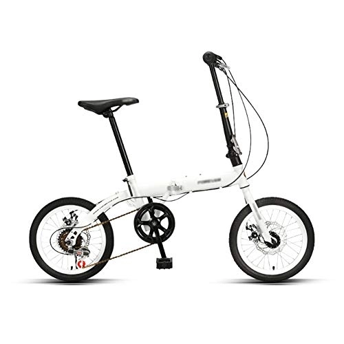 Falträder : LYRONG 6 Gang Fahrrad Klappfahrrad, mit Komfortsattel 16 Zoll Faltrad Klapprad Kohlenstoffstahlrahmen Campingrad Citybike, White