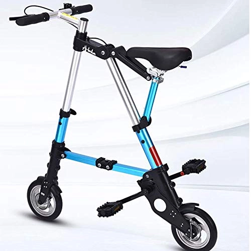 Falträder : LYXQQ Mini Faltbares Fahrrad, Tragbares Fahrrad, Ultraleichtes Faltrad, 10 Zoll, Blau