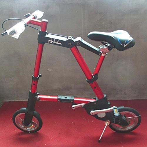 Falträder : LYXQQ Mini Faltbares Fahrrad, Tragbares Fahrrad, Ultraleichtes Faltrad, 10 Zoll, Rot