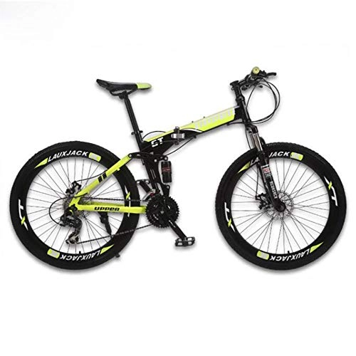 Falträder : MEICHEN Mountain Bike Faltbare Stahlrahmen mechanische Scheibenbremse 24 Geschwindigkeit 26" Rad, Blackyellow