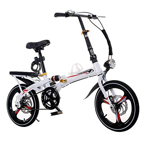 Falträder : MFWFR Klapprad, Ultraleichtes Tragbares Fahrrad, Faltfahrrad Aus Aluminium, Einstellbar, und Mittelschulkinder, Stodmpfendes Mdchenfahrrad A ++, Wei, 20inches
