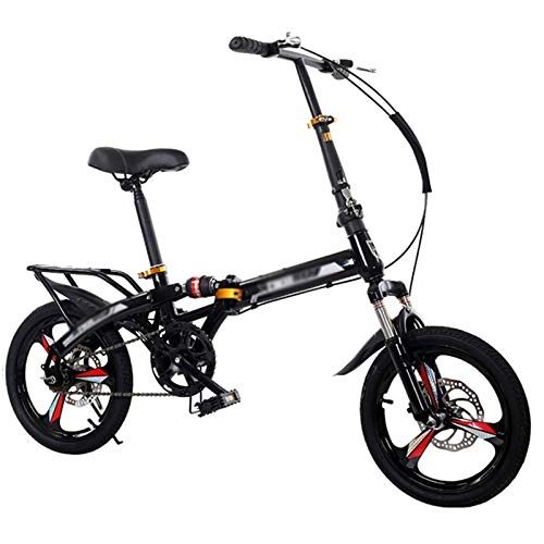Falträder : MFZJ1 Faltrad Mini Ultraleichtes Single-Speed-Fahrrad, doppelte Stodmpfung, Fahrradfahrrder mit Fahrradtaschenlampe, Autokorb und Kotflgel, Adult Student Lightweight Bike
