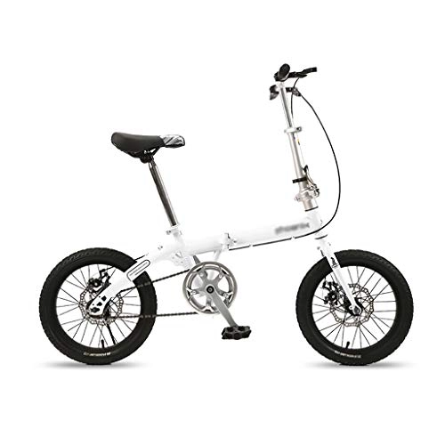 Falträder : Mltdh 16 Zoll Faltrad, Kinderfahrrad, Single-Speed-Studentenfahrrad, Freizeit, leichte, tragbare Mobilität Fahrrad, Rennrad, Weiß