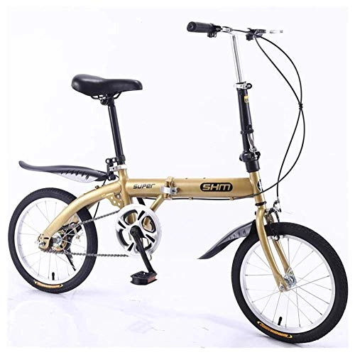 Falträder : Mnjin Outdoor-Sport 16"Leichtmetall Faltbare City Bike Fahrrad, Dual V-Style Bremsen