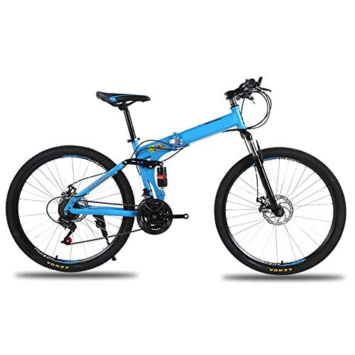 Falträder : Mnjin Outdoor-Sport 21-Fach faltbares Mountainbike, vollgefederte Fahrräder, Carbonstahlrahmen, Doppelscheibenbremse, 26-Zoll-Räder Mountainbike