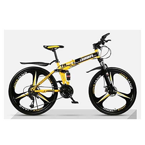 Falträder : Mnjin Outdoor-Sport Faltrad 27-Gang-Mountainbike 26-Zoll-3-Speichen-Räder Doppelfederung Doppelscheibenbremse Faltrad