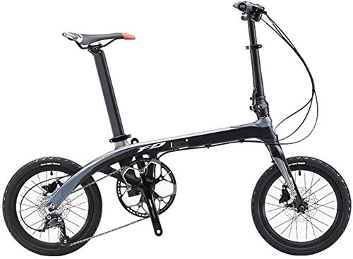Falträder : Mnjin Rennrad Faltrad Ultraleicht Carbon Doppelscheibenbremsen Adult Shift Fahrrad versteckt abschliebare Faltschliee 16 Zoll