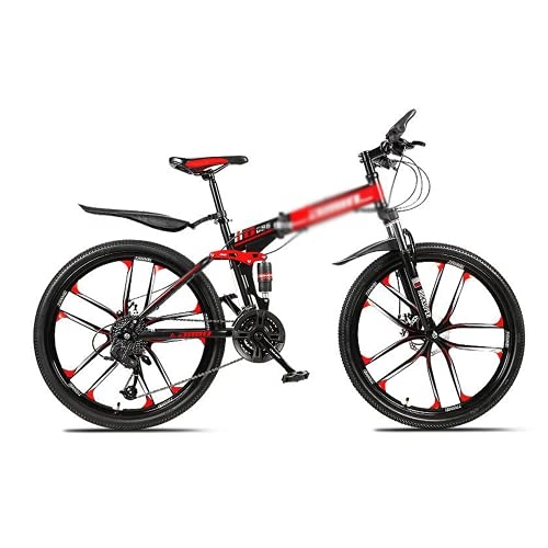 Falträder : Mountainbike 26 In Rad Mountainbike / Fahrräder Für Männer Und Frauen Kohlenstoffstahlrahmen 21 Geschwindigkeiten Mit Doppelter Suspension Abschlussbare Stoßdämpfung Vordere (Size:21 Speed, Color:rot)