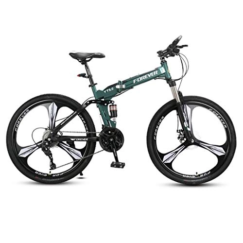 Falträder : Mountainbike, Mountainbike, Carbon-Stahlrahmen Klappfahrräder, Doppelaufhebung und Dual Disc Brake, 26inch Räder (Color : B, Size : 24-Speed)