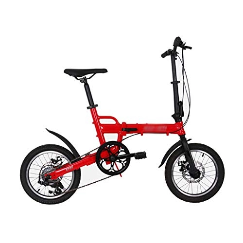 Falträder : Mountainbikes Fahrrad 6-Gang-Getriebe Faltrad tragbares Auto Rennrad Aluminium-Mini-Fahrrad (Color : Red, Size : 140 * 58 * 100cm)