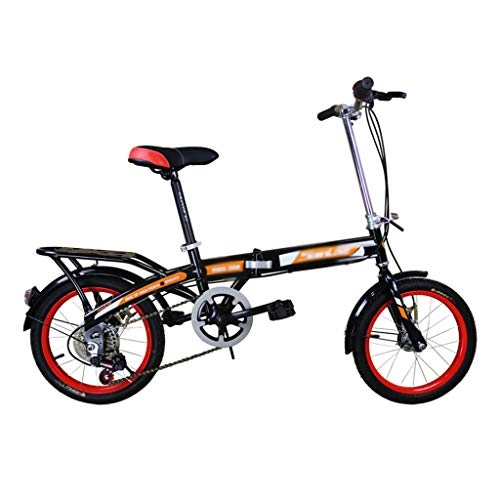 Falträder : Mountainbikes Fahrrad Geschwindigkeit tragbares Fahrrad faltendes Auto für männliche und weibliche Schüler 6 beim Schalten 16 Zoll (Color : Black, Size : 135 * 60 * 90cm)