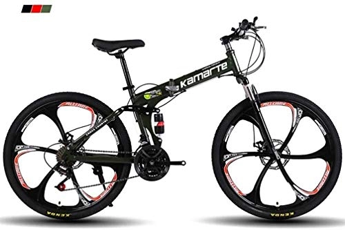 Falträder : Mountainbikes, Mountain Bike Unisex Klapprahmen, MTB Fahrrad Herrenrad Doppelaufhebung 21 / 24 / 27 / 30 Geschwindigkeit (Color : Black, Size : 24 inches)