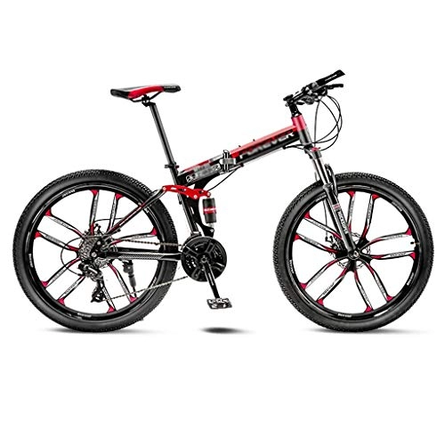 Falträder : Mountainbikes Rennräder Mountainbike Rennrad Folding Männer MTB 21 Geschwindigkeit 24 / 26 Zoll-Räder for Erwachsene Frauen BMX-Räder (Color : Red, Size : 24in)