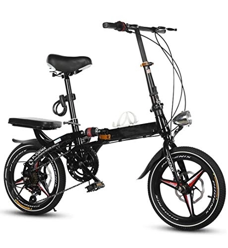 Falträder : Mrzyzy 16-Zoll-ultraleichtes Fahrrad Tragbares Mini-Klapprad für Erwachsene Doppelscheibenbremsen und Doppelstoßdämpfer, Komfortfahrräder, für Geschäftsreisen, Radfahren im Freien und Pendeln