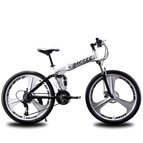 Falträder : Mrzyzy Mountainbike 26 Zoll Kohlenstoffstahl Mountainbike 3-Speichen-Felgen 21-Gang Rennrad Fahrrad Vollfederung V-Scheibenbremsen Vorne MTB Klappräder Einfaches Transportieren, Erwachsenenfahrrad