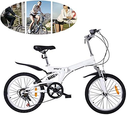 Falträder : MUXIN Unisex Faltbares Fahrrad, 20 Zoll Klapprad, Aluminiumlegierung Ultraleicht Klappfahrrad, 6-Gang Schaltung Falten Radfahren, Halterung Folding Bike, Outdoor Bike, Einfaches Transportieren, Weiß