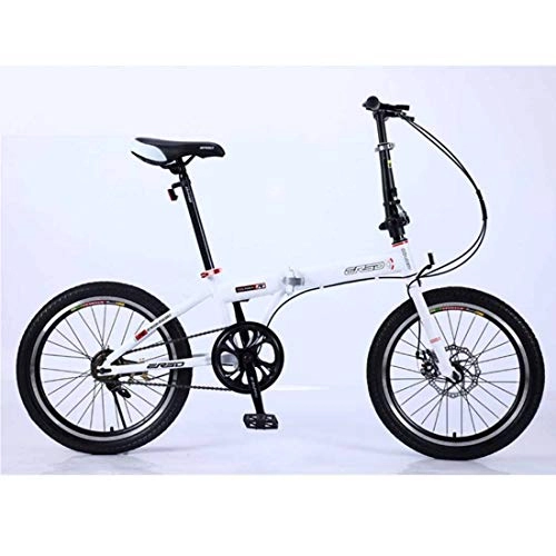 Falträder : MUYU 20 Zoll Klapprad Faltfahrrad für Herren und Damen Doppelscheibenbremse Carbon Stahlrahmen Foldrider Folding City Bike, White 2, 24 inches