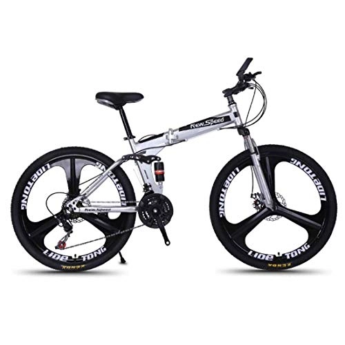 Falträder : MUYU Erwachsenes Fahrrad 26 Zoll Faltbare Fahrräder Für Mann-Frauen-Doppelscheibenbremssystem, Silber
