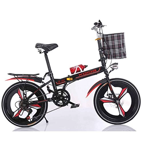 Falträder : MUYU Kohlenstoffstahl faltbares Fahrrad 20 Zoll Erwachsene Fahrräder für Mann-Frauen-Doppelscheibenbremssystem, Red