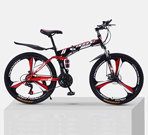 Falträder : MYMGG 26 Zoll Doppelte Stoßdämpfung vor und nach Rennrädern für Herren und Damen, 56 cm Stahlrahmen, Red, 24speed