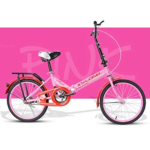 Falträder : MYMGG Fahrrad Klapprad 16 Zoll (20 Zoll) Sitzhöhe einstellbar Geeignet für Erwachsene und Kinder, Pink, 20inches