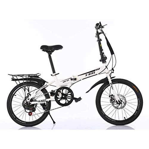 Falträder : MYMGG Faltbare Variable Geschwindigkeit Fahrrad Unisex Fahrrad Doppelscheibenbremse Carbon Stahlrahmen, White