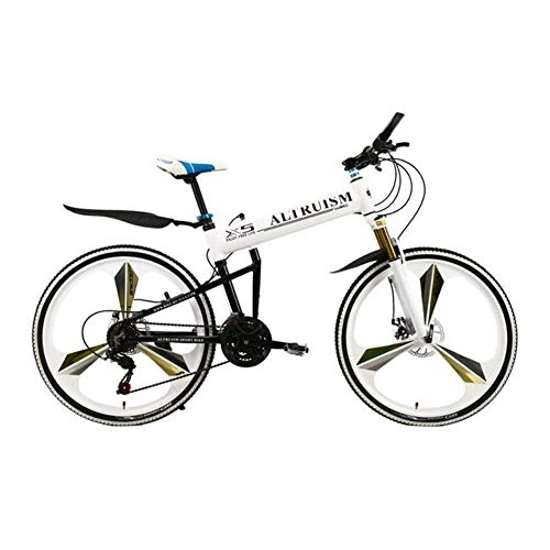 Falträder : MZLJL Berg Fahrrad, X5 Pro 21 Geschwindigkeit Faltrad Rahmengebirgsfahrrad 26 Zoll-Scheibenbremsen Tall Man MTB Fahrrad, Weiß, China