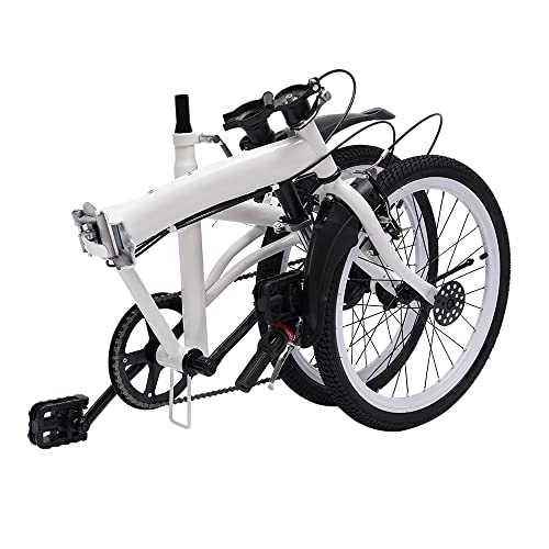 Falträder : NeNchengLi 20" Faltrad Weiß 7-Gang, faltbares Urban Fahrrad Cruiser mit doppelter V-Bremse und höhenverstellbarem Sitz 70-100 mm Karbonstahl für Erwachsene Studenten