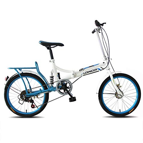 Falträder : NIUYU Folding Fahrrad, Ultraleicht 6 Gang Faltrad Klapprad Unisex Stoßdämpfung Citybike für Schüler Jungen-Mädchen City Commuter-A-20Zoll