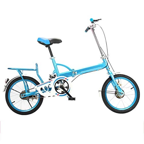 Falträder : NIUYU Single Speed Faltrad Klapprad, Ultraleicht Stoßdämpfung Citybike City Commuter Unisex Fahrrad für Jungen-Mädchen Schüler-Blau-16Zoll