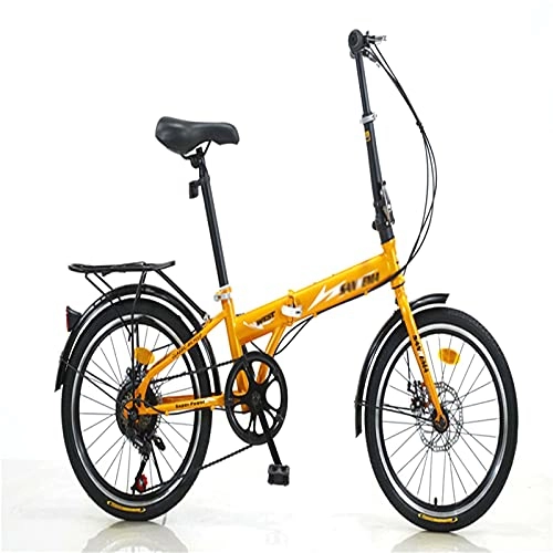 Falträder : NoMI ​Folding Bike Mini Faltrad Fahrrad​ 20 Zoll Klapprad 7 Gang-Schaltung Faltfahrrad-Herren-Damen Student Hmädchen Büroangestellter Lightweight, Gelb