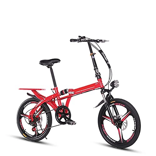 Falträder : NoMI Mini Faltrad Fahrrad​ 20 Zoll Klapprad 6 Gang-Schaltung Bike Leicht​Tragbares Folding Bike Für Erwachsene Mens Student Hmädchen Lightweight MTB, Rot